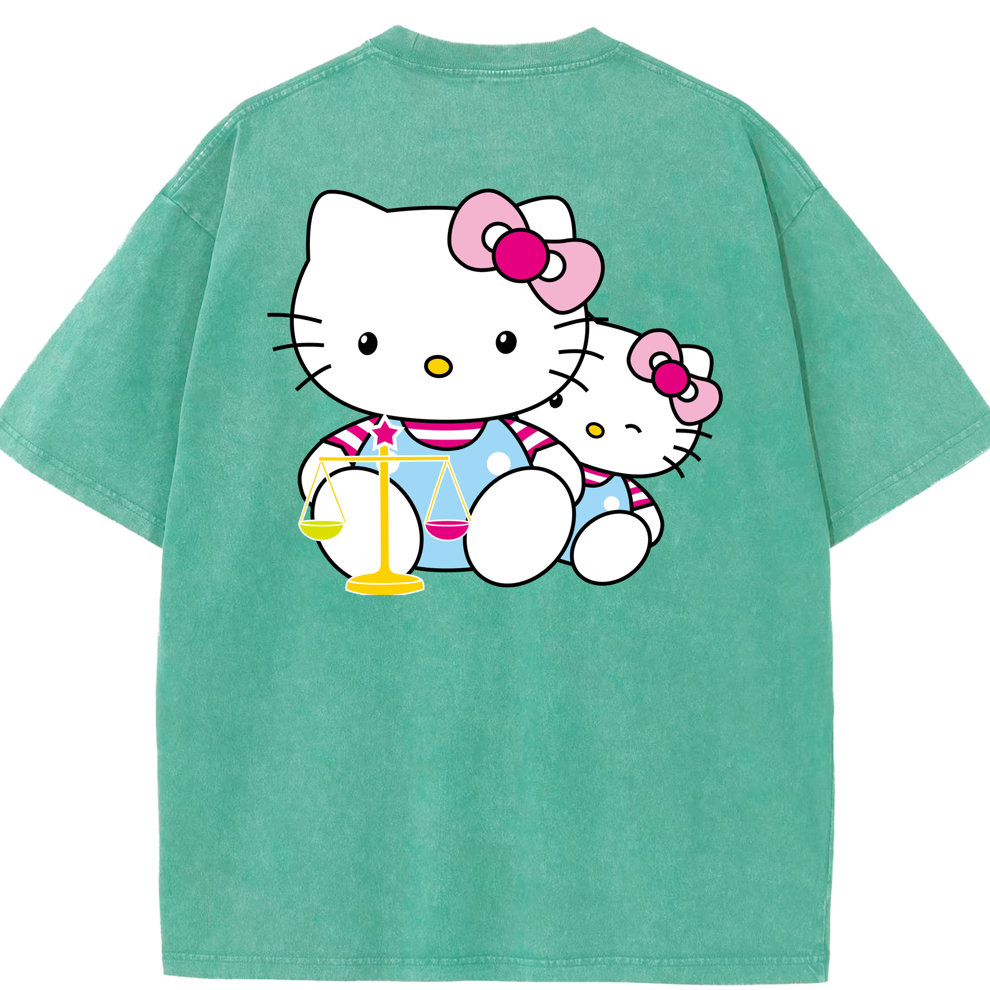 （画像用） Hello Kitty ハローキティ 綿100% ヴィンテージ風 半袖Tシャツ（背面プリント）